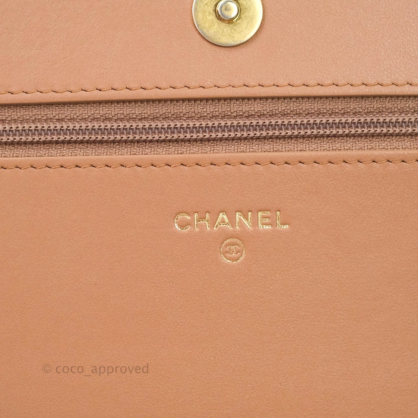 Chanel Chevron Boy Wallet on Chain WOC Dark Beige Caviar Antique Gold Hardware