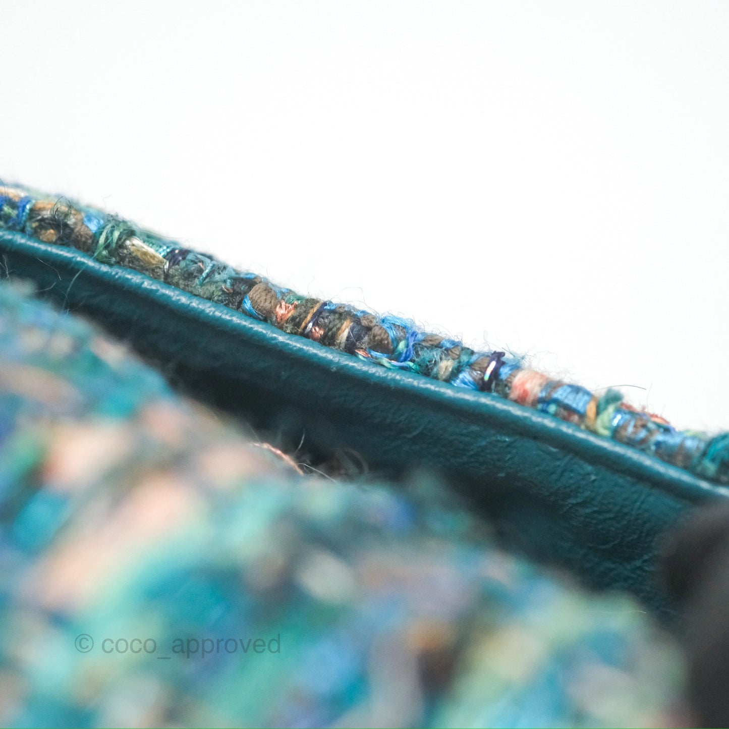 Chanel Mini Rectangular Flap Teal Tweed Gold Hardware