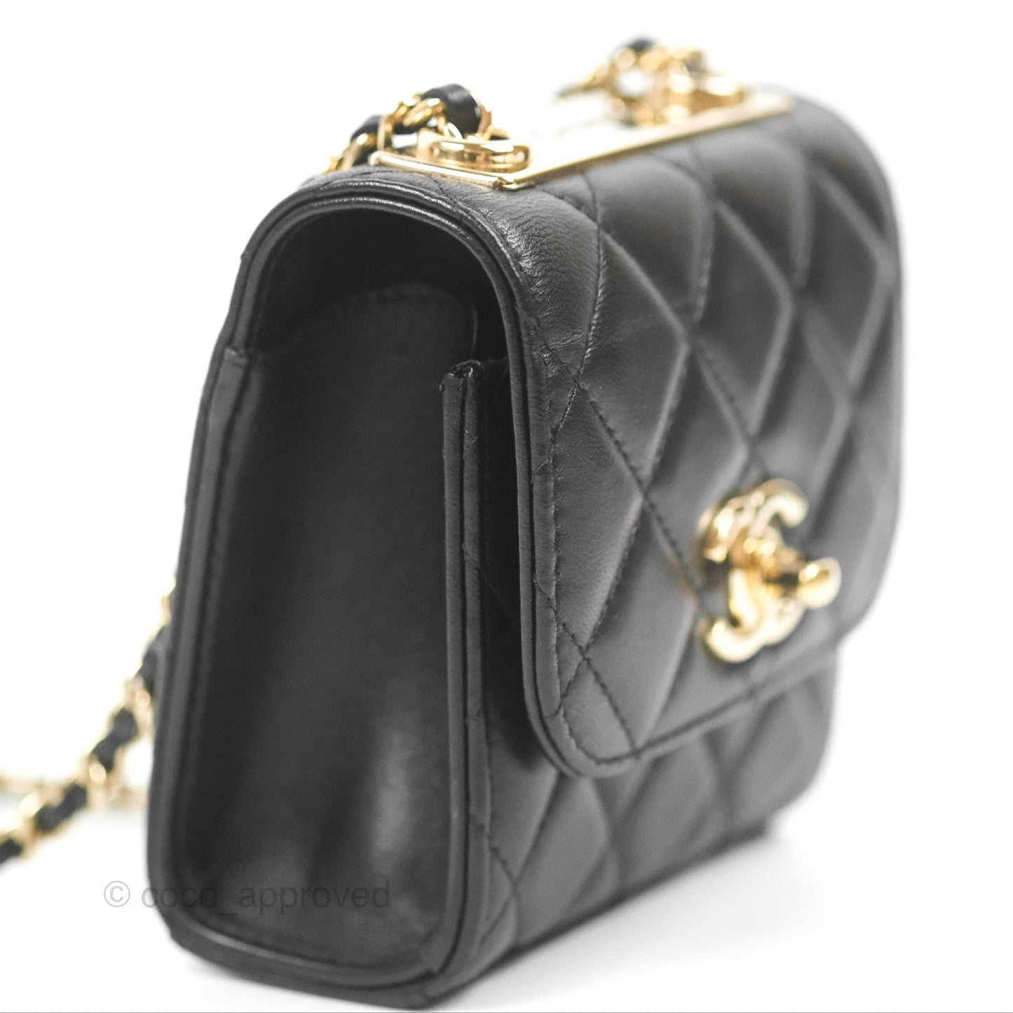 Chanel Mini Quilted Trendy CC Clutch With Chain Black Lambskin Gold Hardware