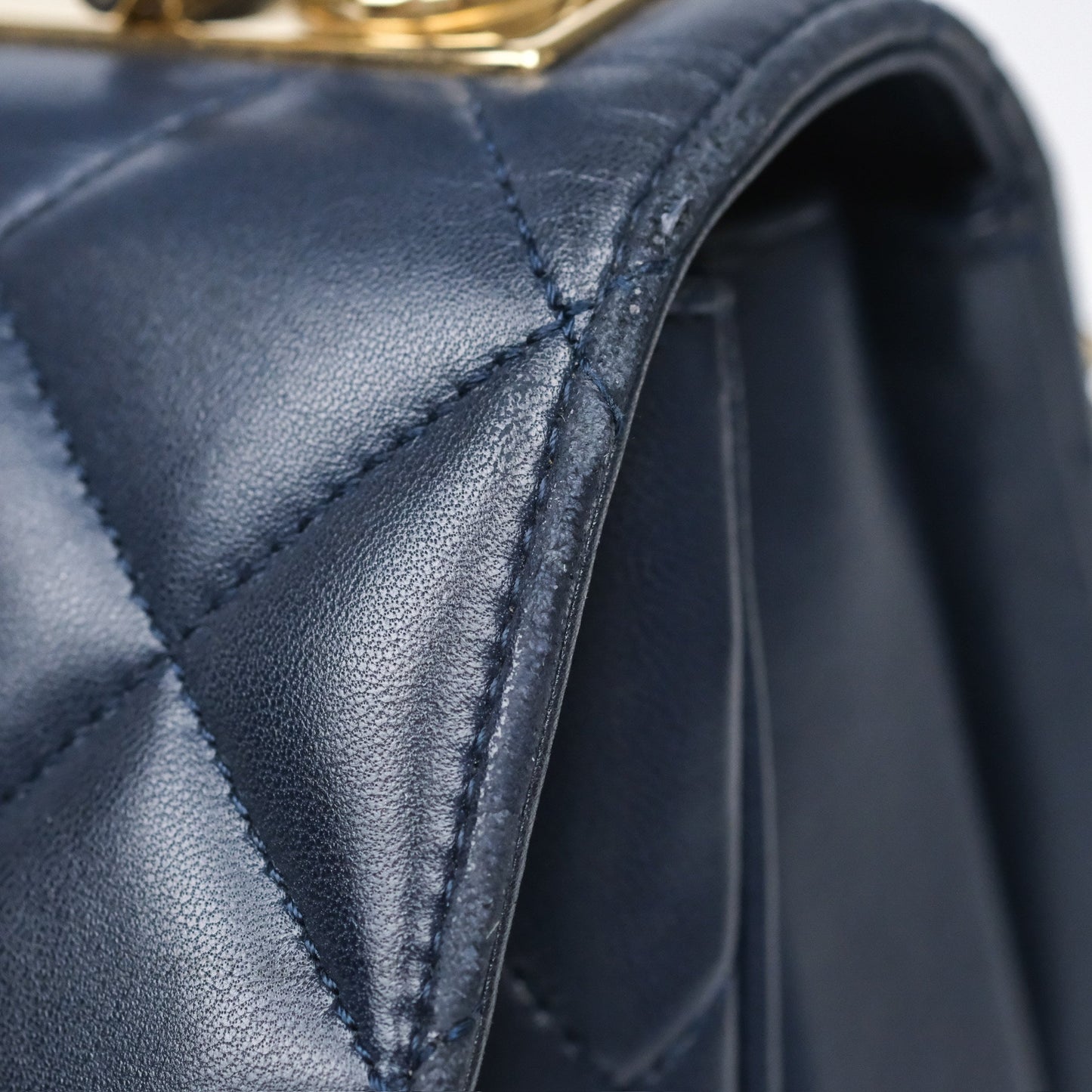 Chanel Small Trendy CC Navy Lambskin Gold Hardware