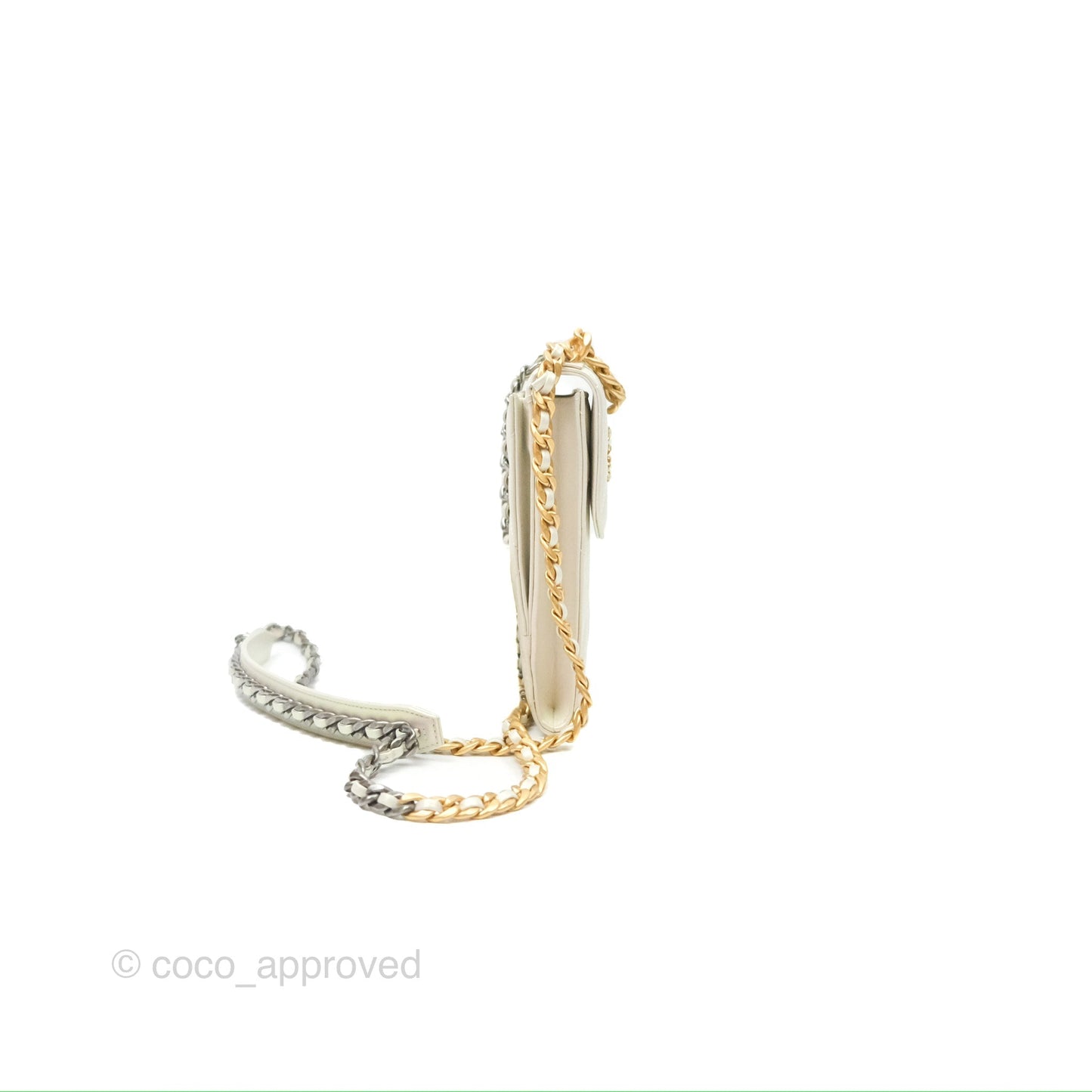 Chanel 19 Phone Holder Iridescent Ivory Mixed Hardware