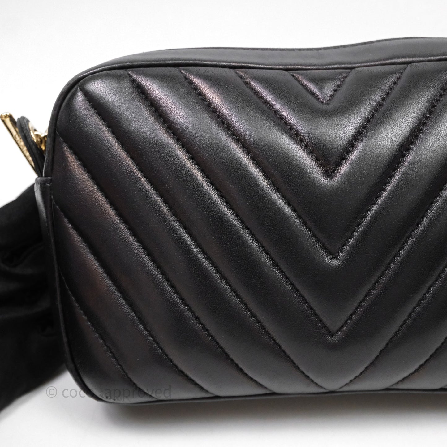 Chanel Chevron Camera Bag Black Lambskin Gold Hardware