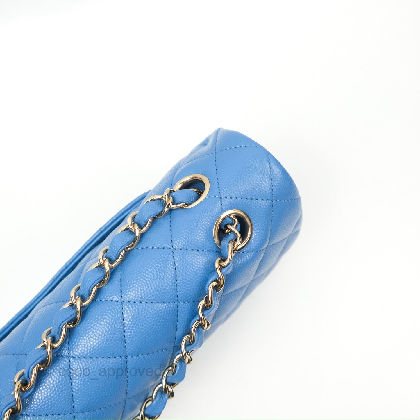 Chanel Classic M/L Medium Flap Quilted Blue Caviar Gold Hardware