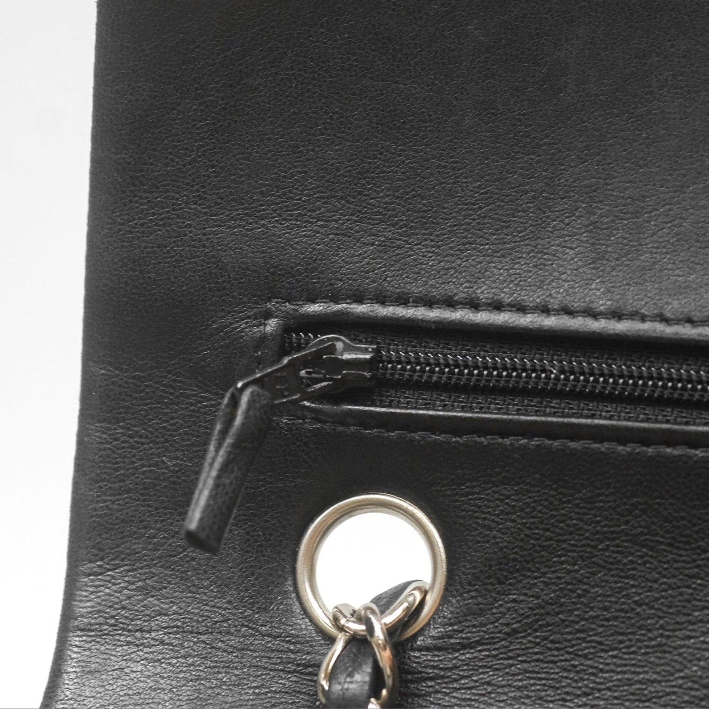 Chanel Classic M/L Medium Flap Quilted Black Lambskin Silver Hardware