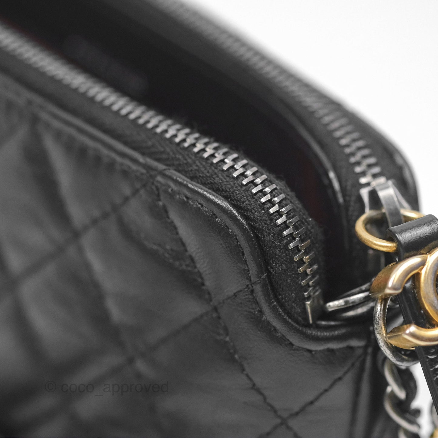 Chanel Gabrielle Clutch With Logo Strap Aged Calfskin Black Mixed Hardware