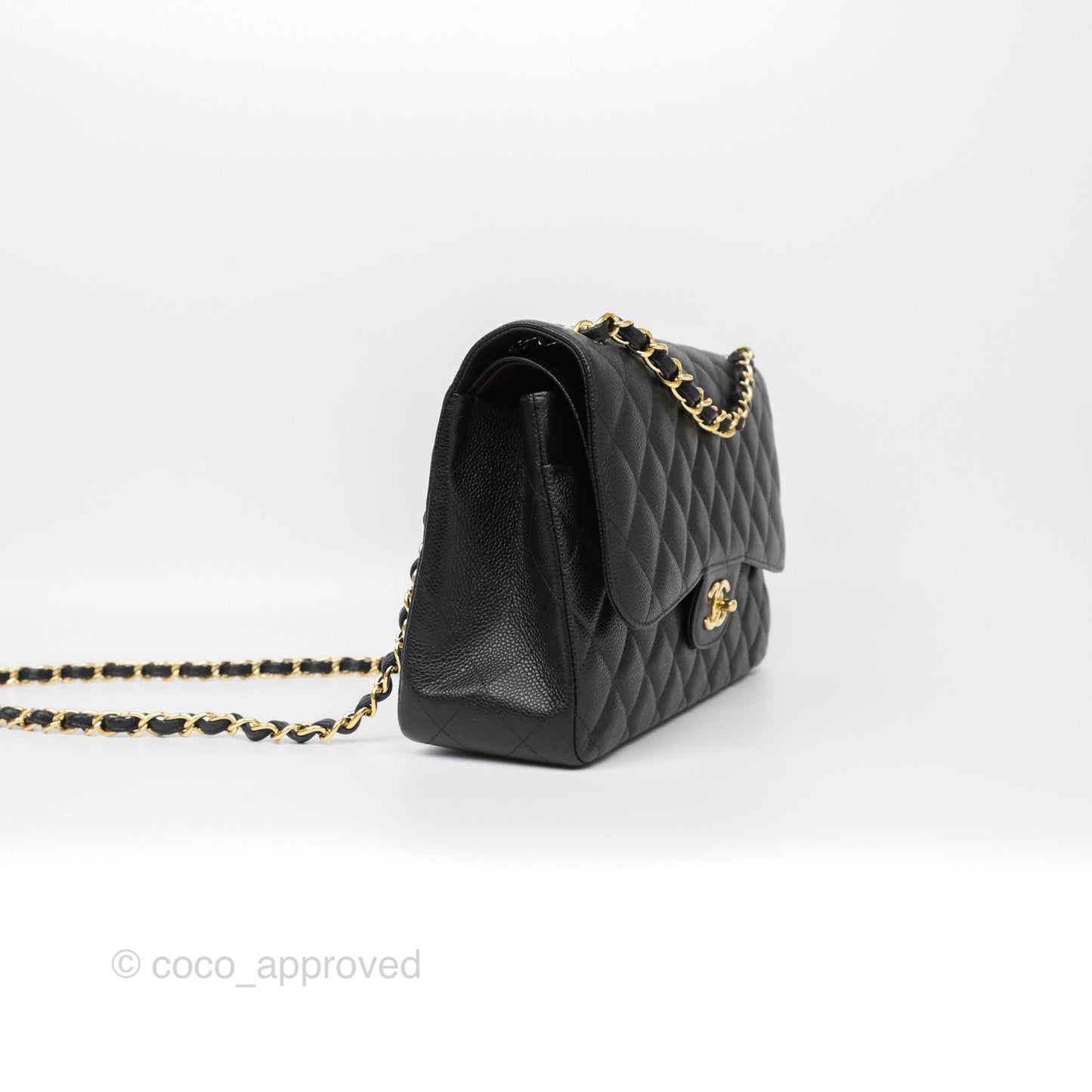 Chanel Jumbo Double Flap Black Caviar Gold Hardware⁣⁣