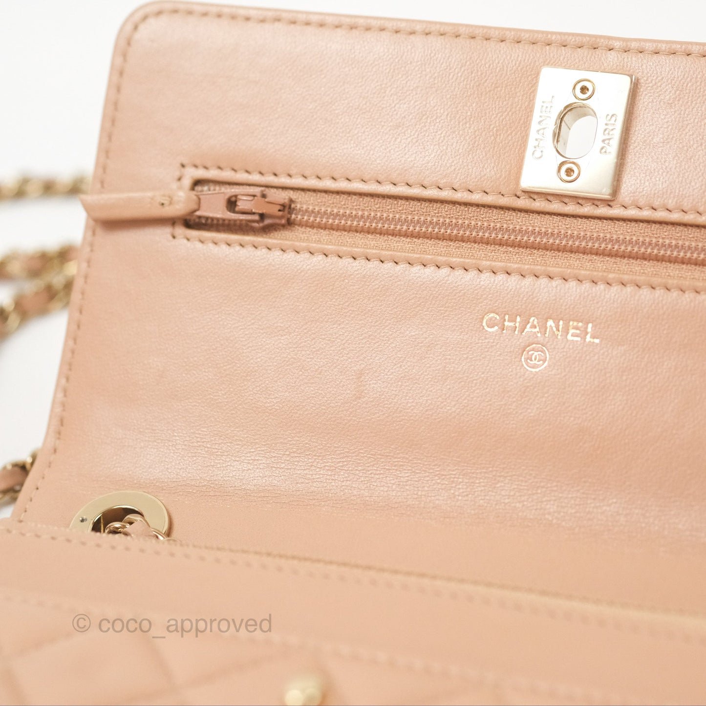 Chanel Trendy CC WOC Quilted Beige Lambskin Gold Hardware