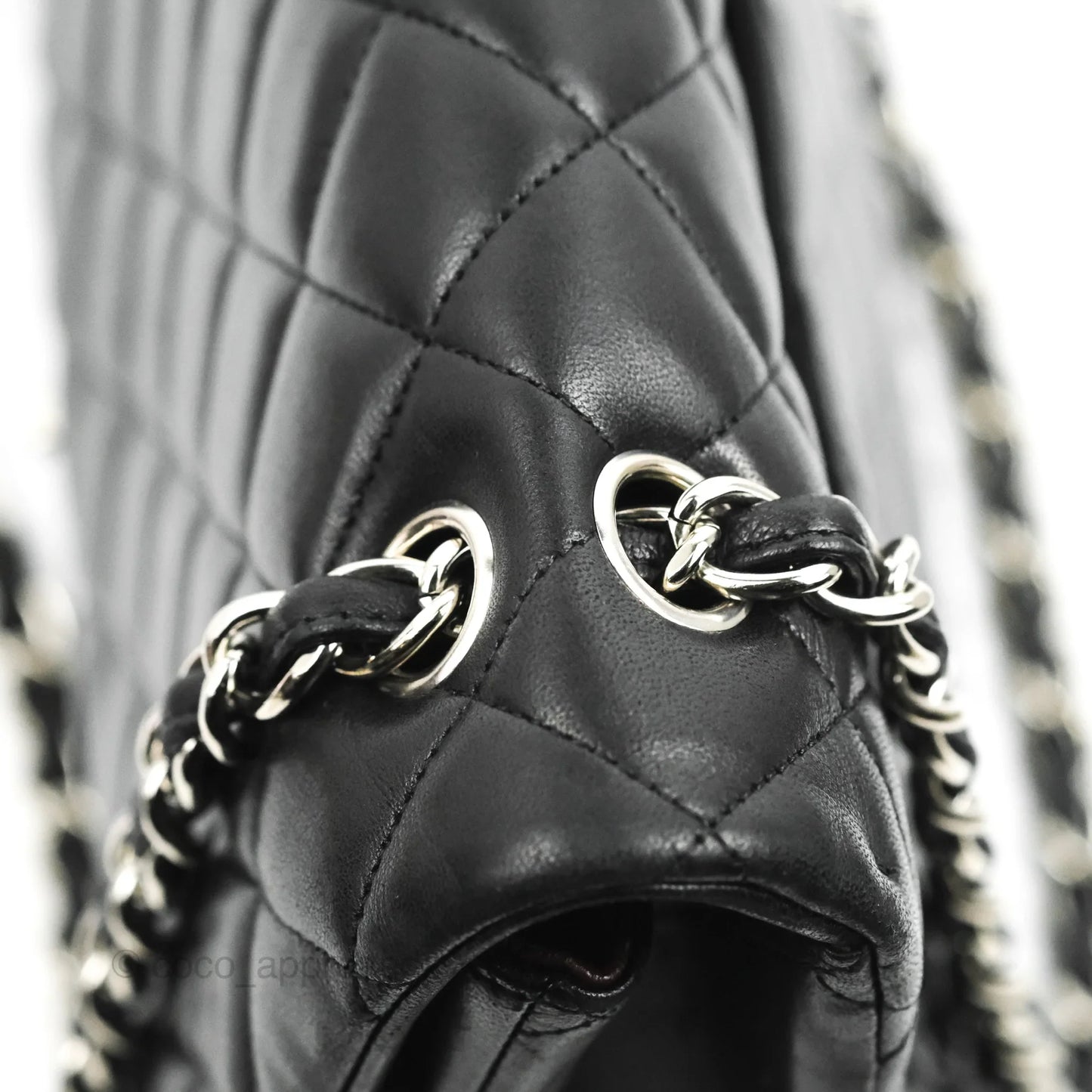 Chanel Single Flap Maxi Lambskin Black Silver Hardware