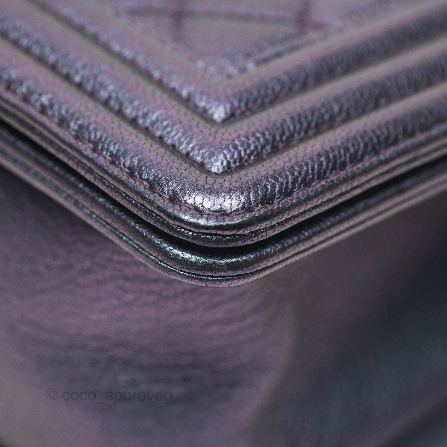 Chanel Medium Boy Quilted Iridescent Purple Goatskin Rainbow Hardware