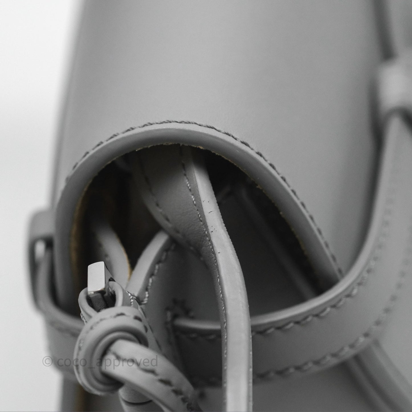 Loewe Mini Gate Dual Bag in Soft Calfskin & Jacquard Strap Light Grey