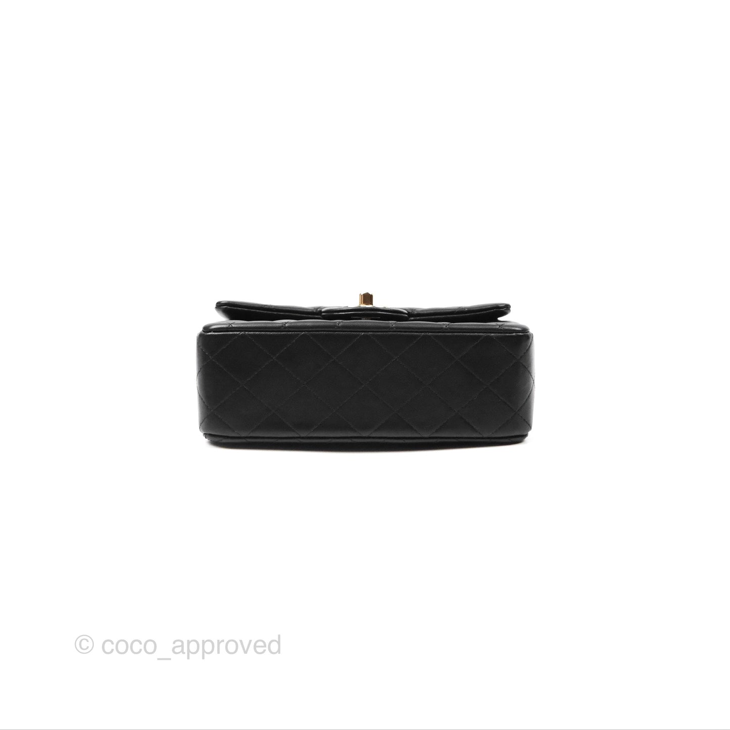 Chanel Top Handle Mini Rectangular Flap Bag with Charm Black Lambskin Gold Hardware