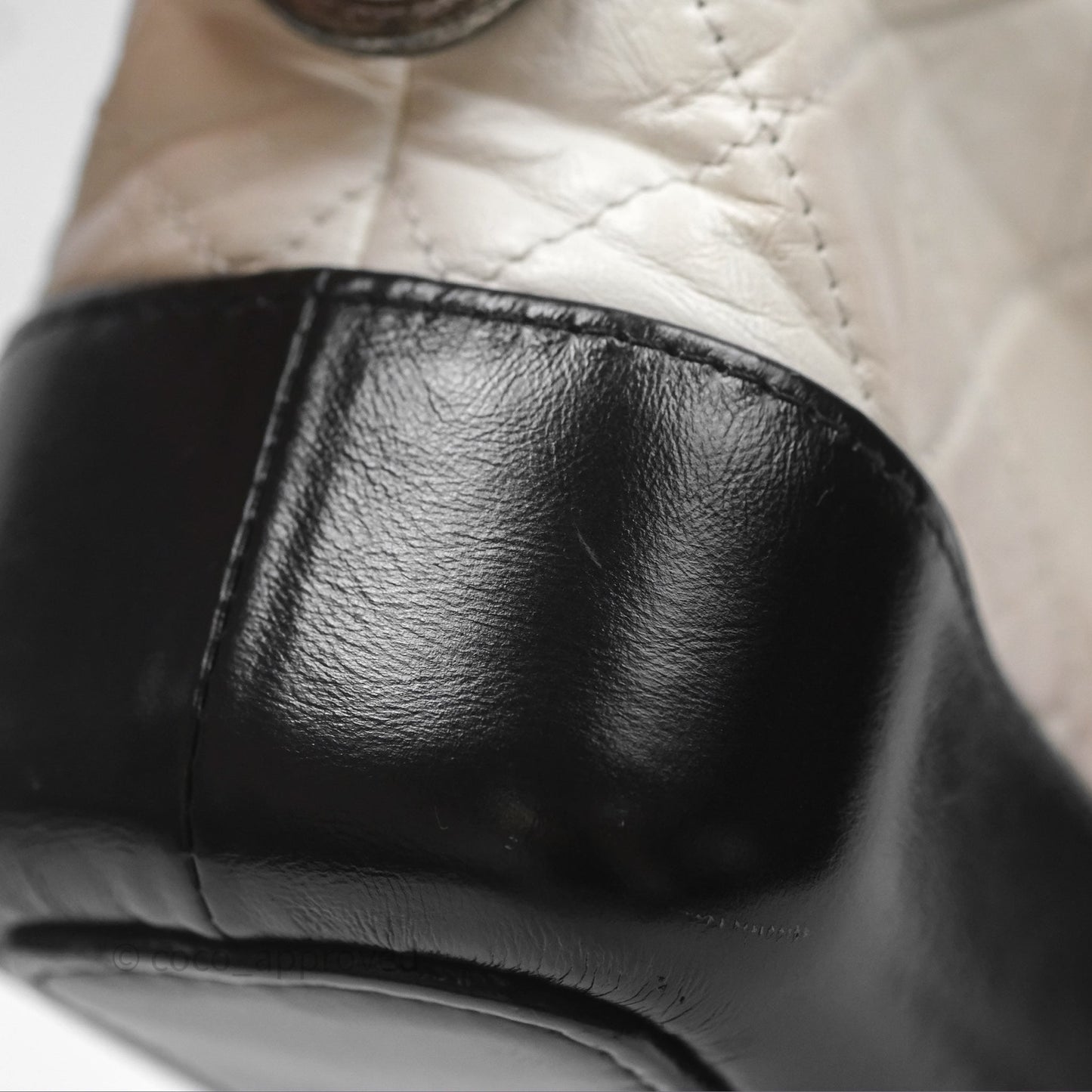 Chanel Small Gabrielle Hobo Quilted Black White Aged Calfskin