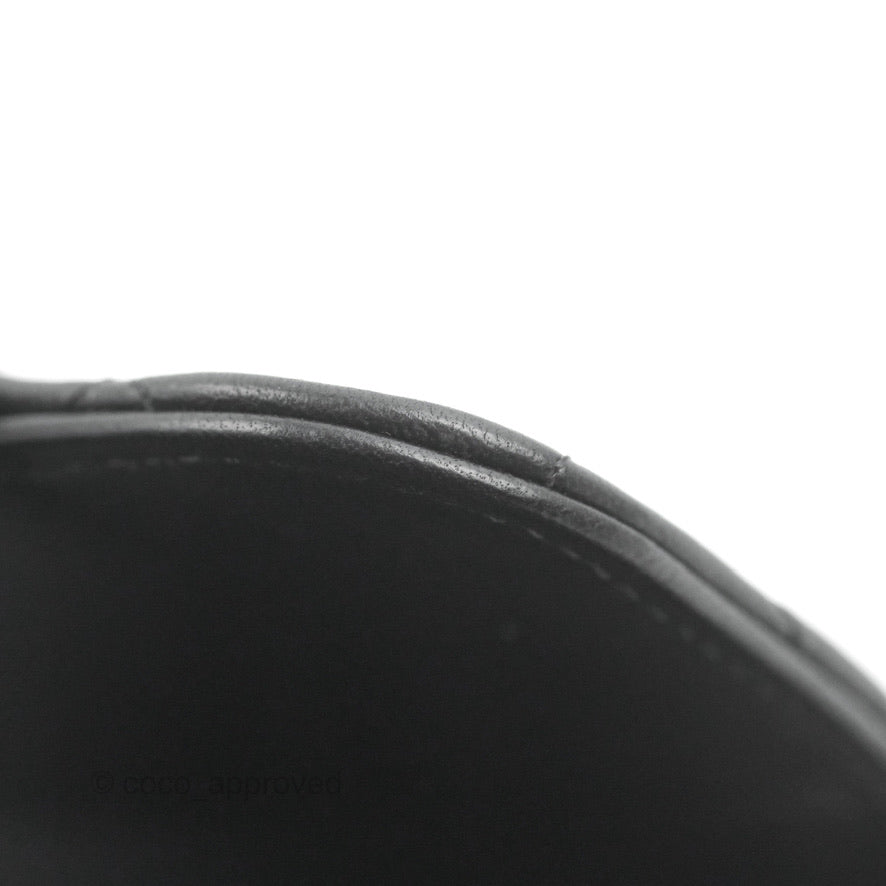 Chanel Classic Quilted Phone Holder Black Lambskin Silver Hardware