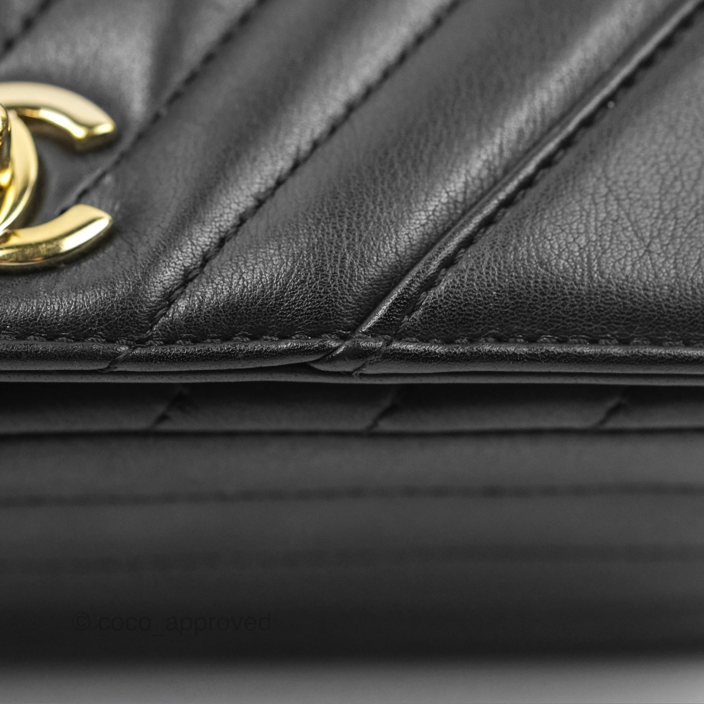 Chanel Small Statement Chevron Flap Bag Black Calfskin Gold Hardware