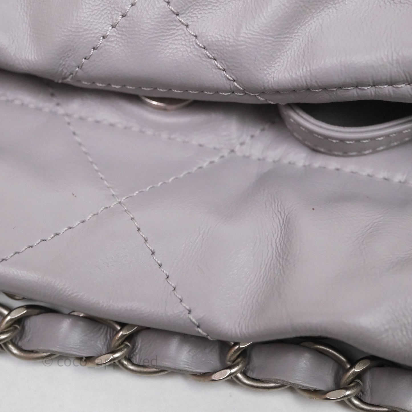 Chanel 22 Small Grey Aged Calfskin Matte Silver Hardware