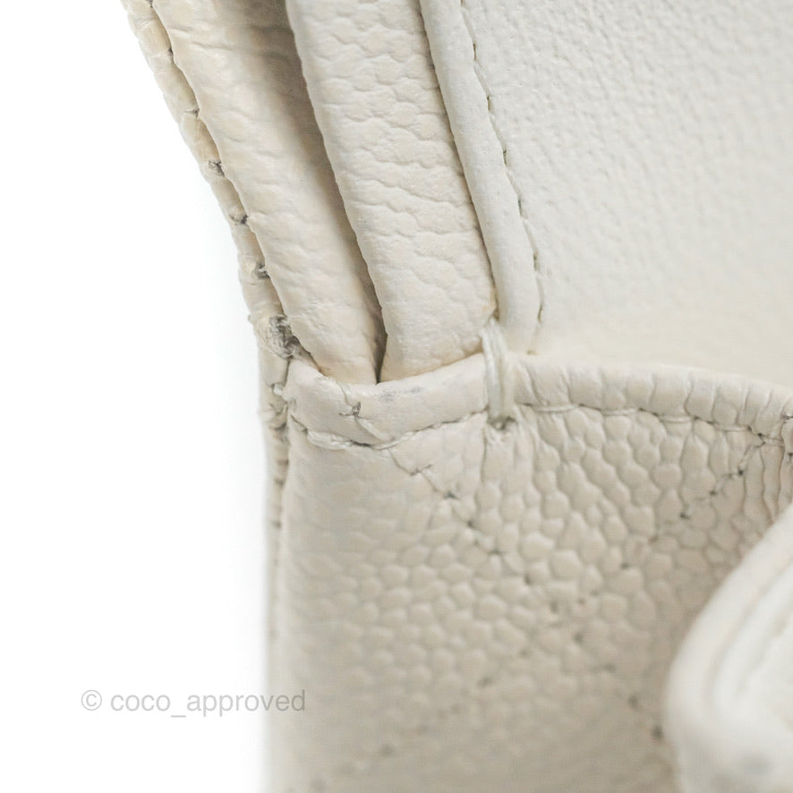 Chanel Classic M/L Medium Double Flap White Caviar Silver Hardware