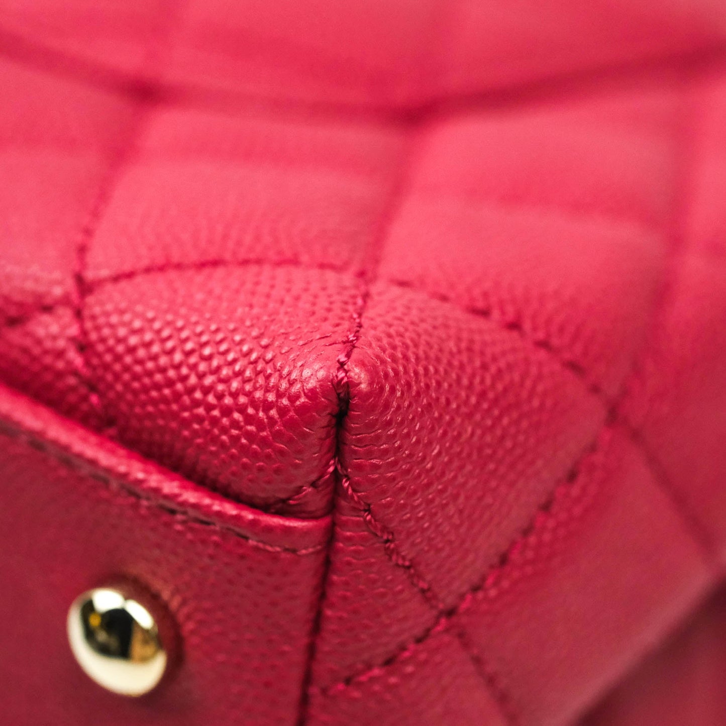 Chanel Small Coco Handle Quilted Caviar Rosy Red Gold Hardware