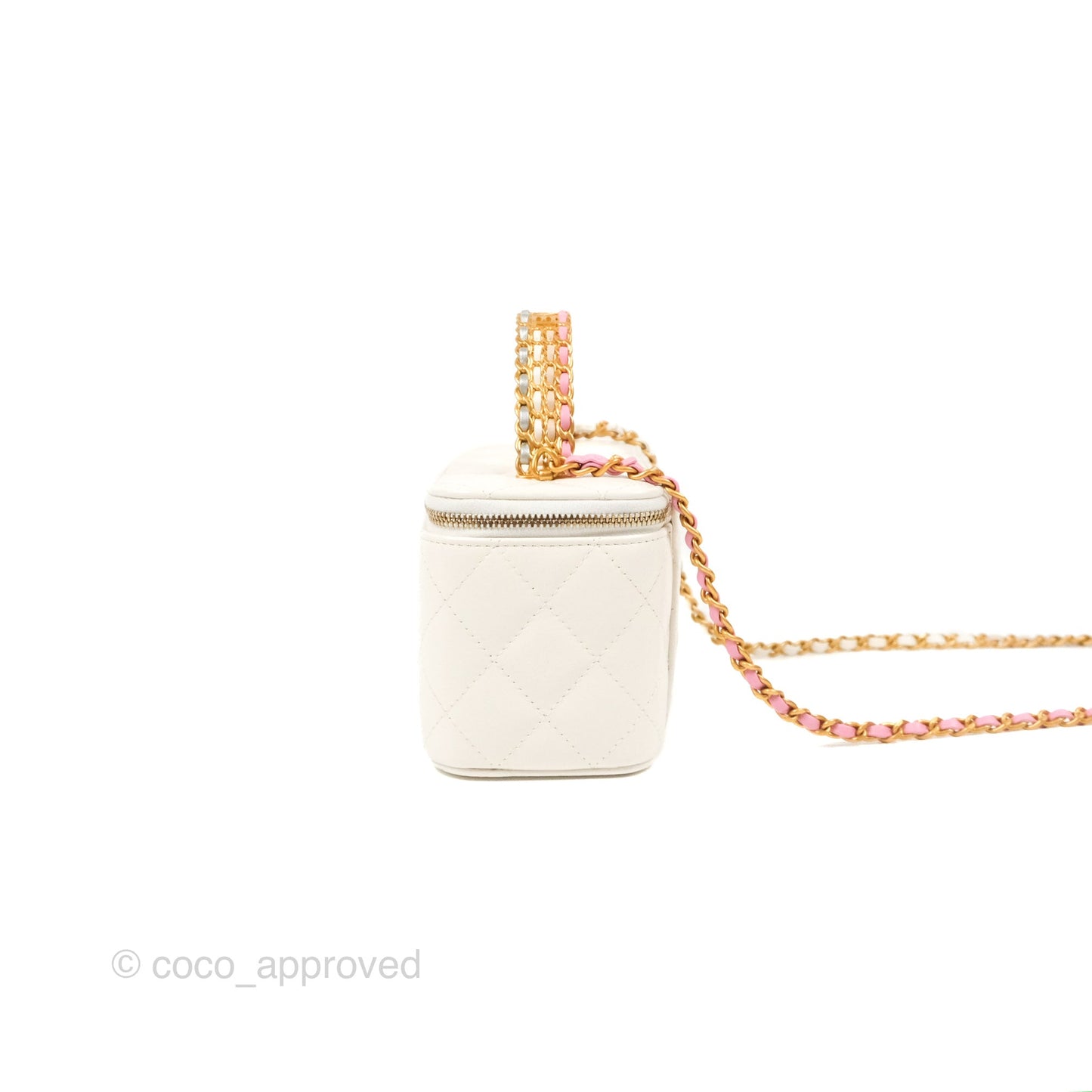 Chanel Rainbow Top Handle Vanity White Glazed Lambskin 23P