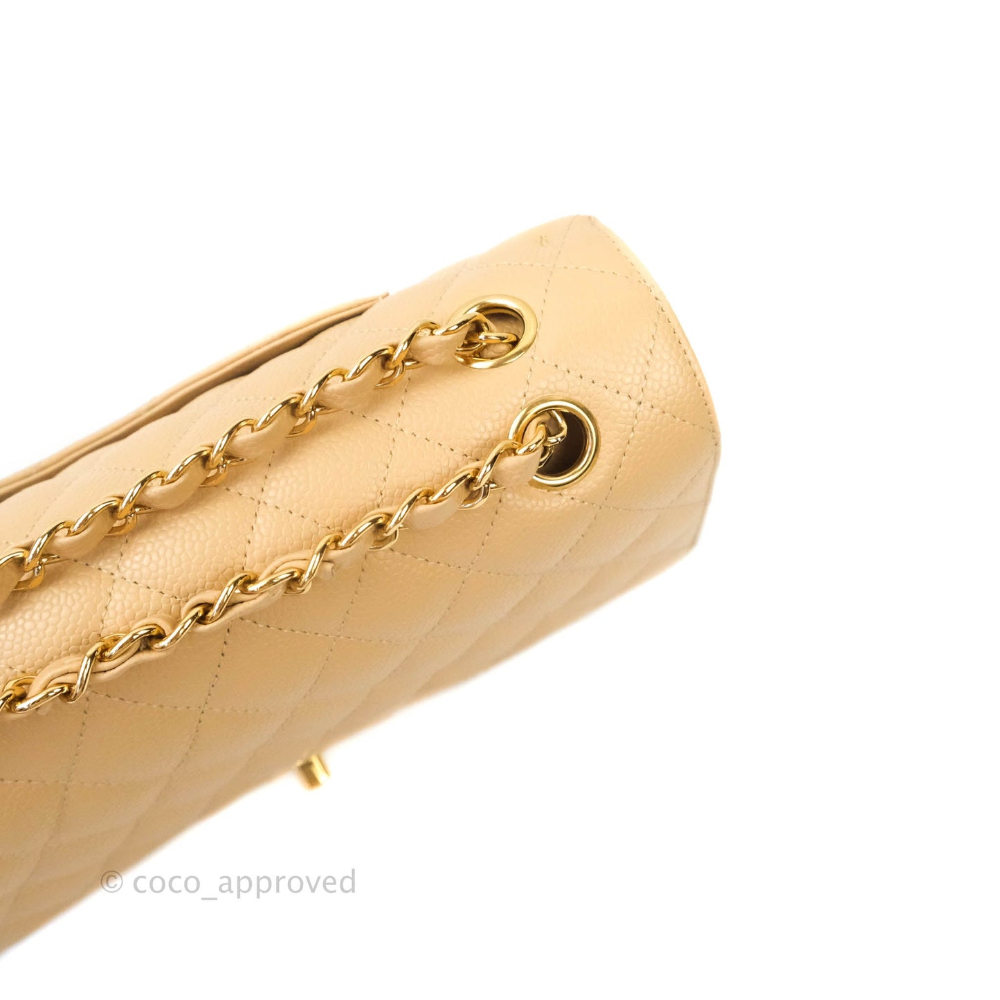 Chanel Classic M/L Medium Double Flap Beige Caviar Gold Hardware