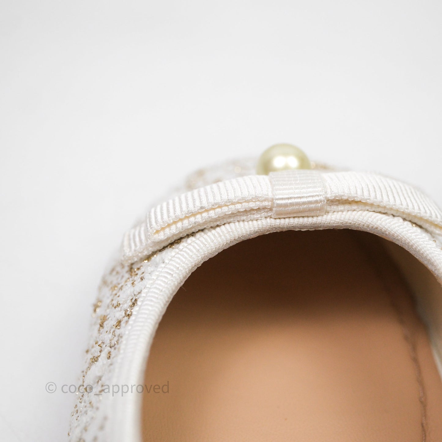 Dior Ballet Slingback Pump White Cannage Tweed Gold-Tone Metallic Thread