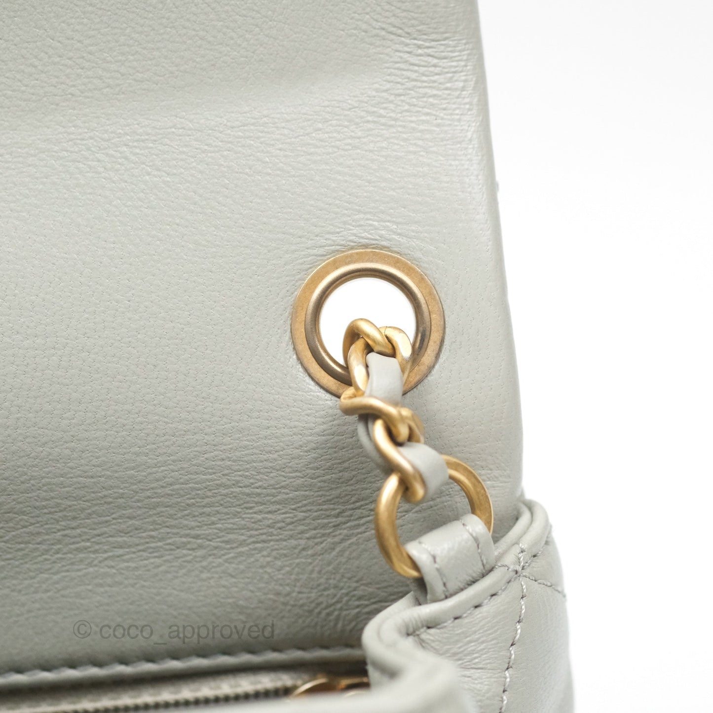 Chanel Mini Rectangular Pearl Crush Grey Lambskin Aged Gold Hardware