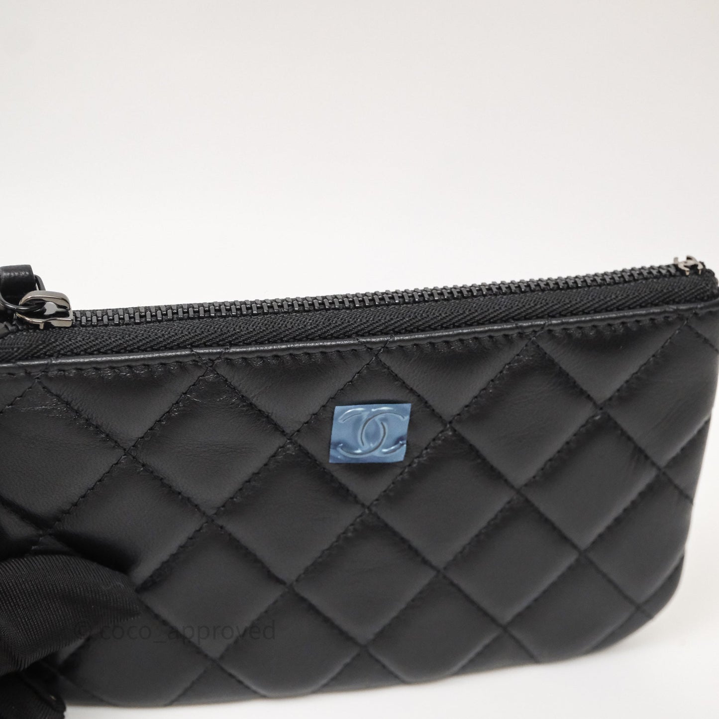Chanel Classic Mini Quilted O Case So Black Lambskin Black Hardware