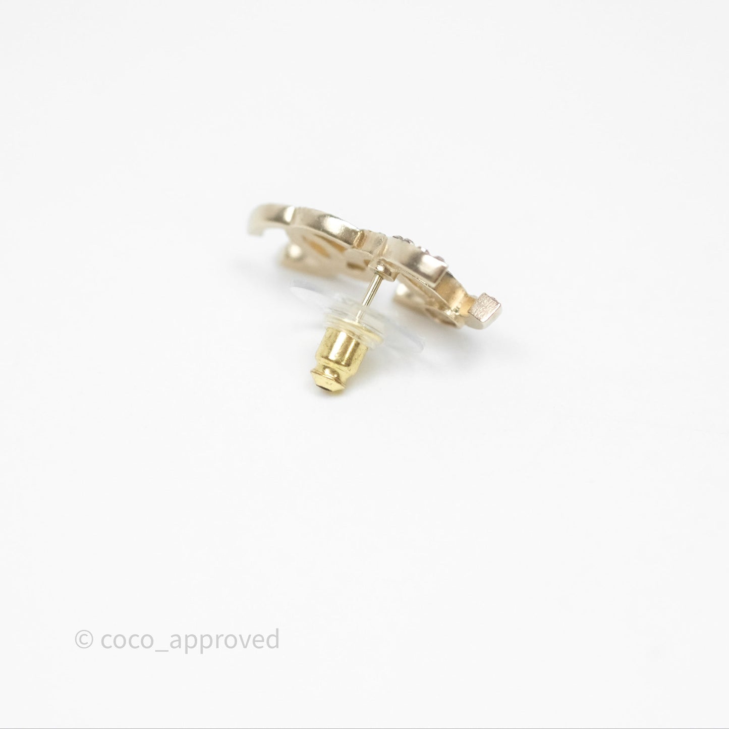 Chanel Crystal Black Double CC Earrings Gold Tone 22B