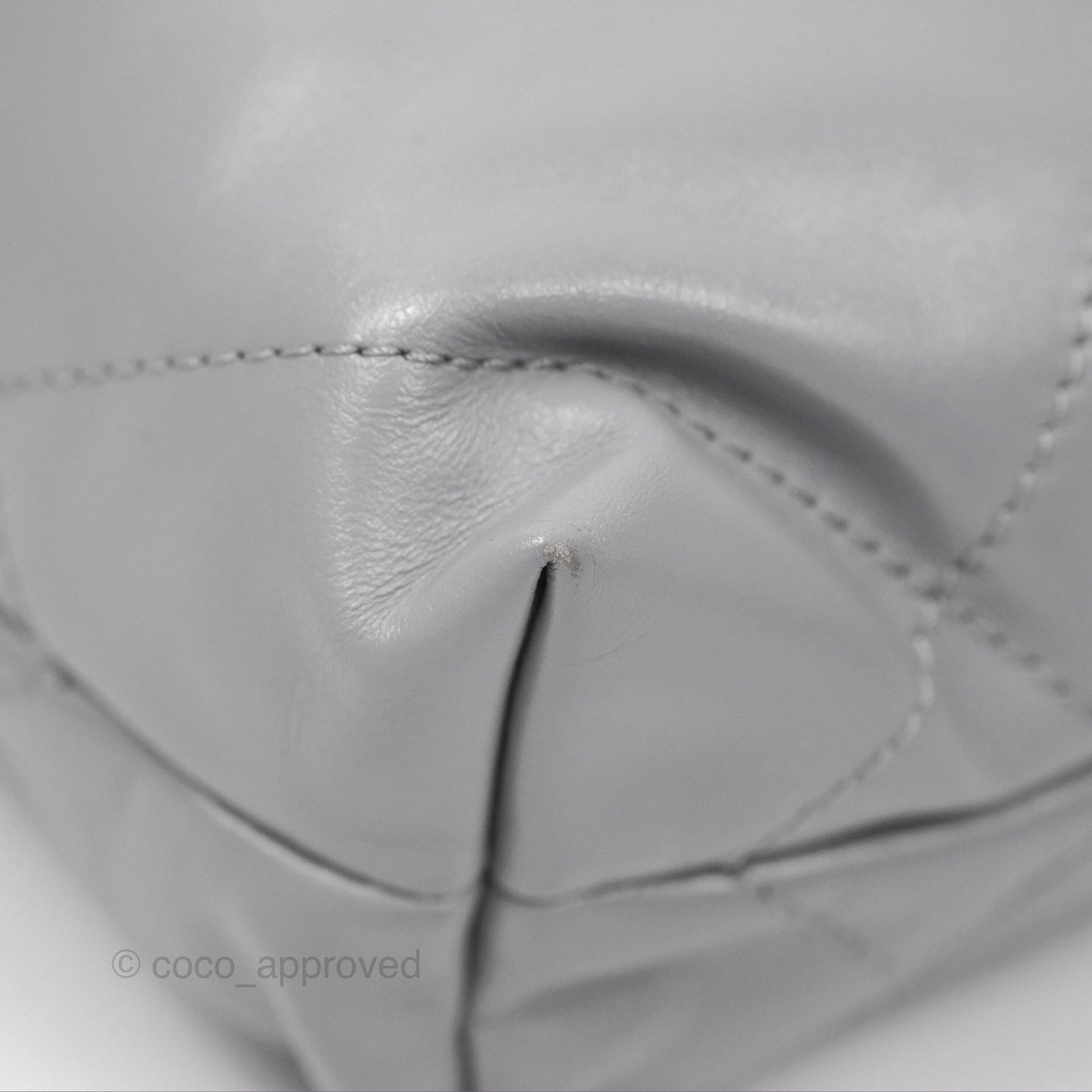 Chanel 22 Mini Bag Light Grey Shiny Crumpled Calfskin Matte Silver Hardware