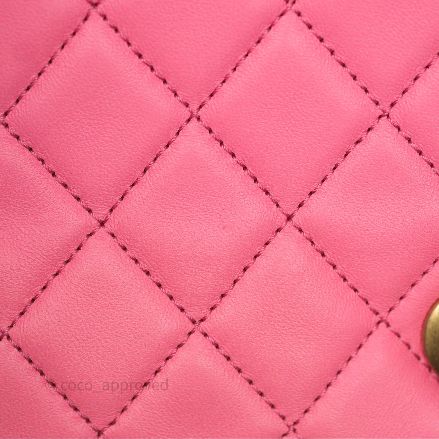 Chanel Mini Rectangular Pearl Crush Quilted Pink Lambskin Aged Gold Hardware