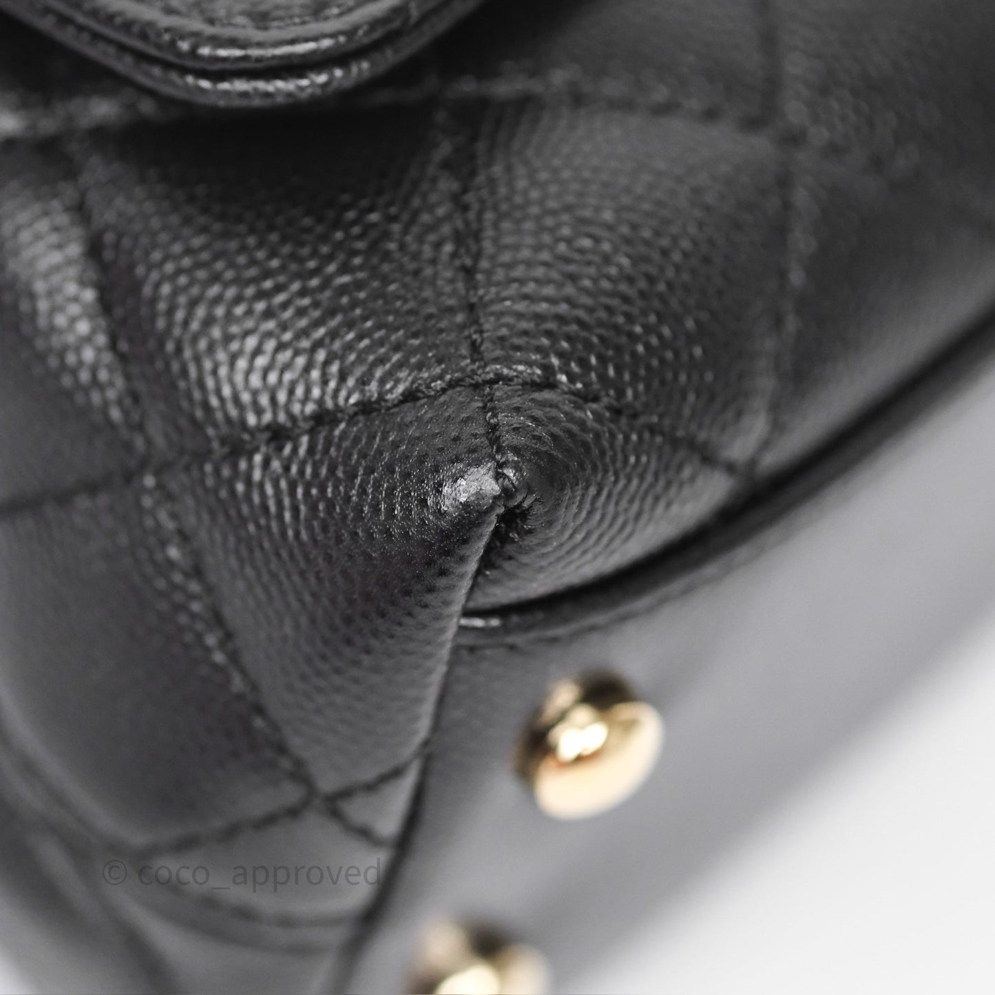 Chanel Mini Coco Handle Quilted Black Caviar Gold Hardware