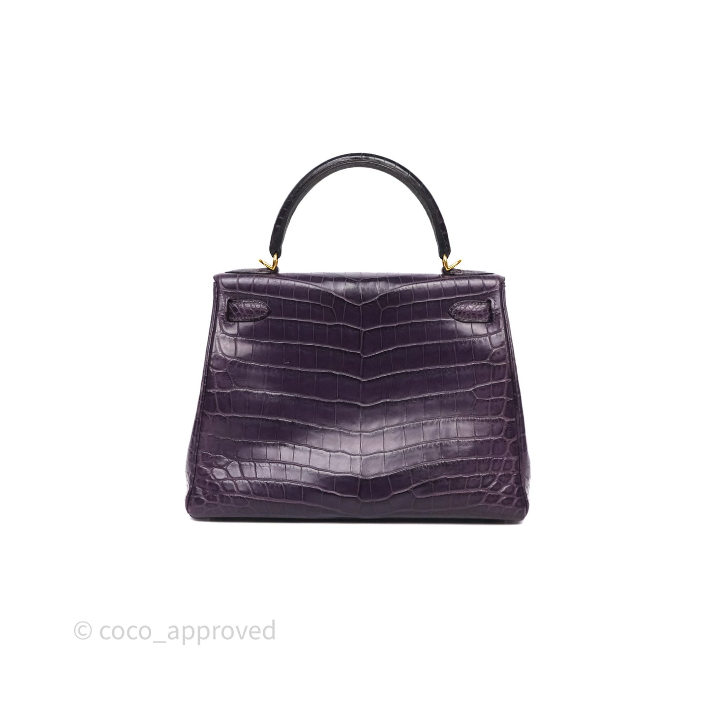 Hermès Kelly 28 Purple Crocodile Gold Hardware