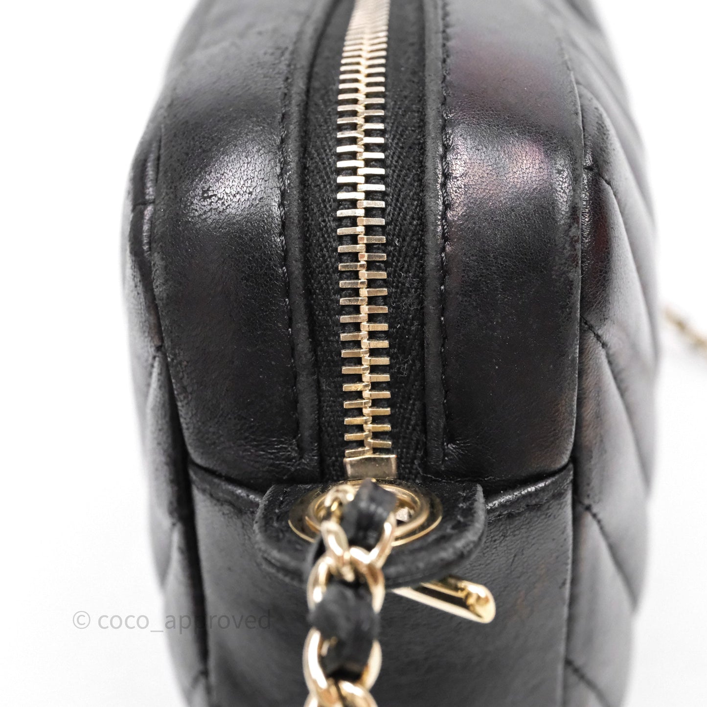 Chanel Chevron Camera Bag Black Lambskin Gold Hardware