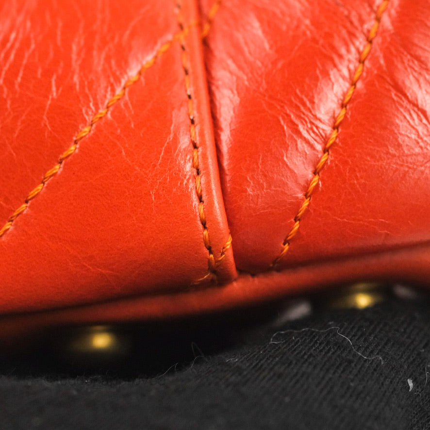 Chanel Chevron Small Coco Handle Dark Orange Shiny Aged Calfskin Aged Gold Hardware