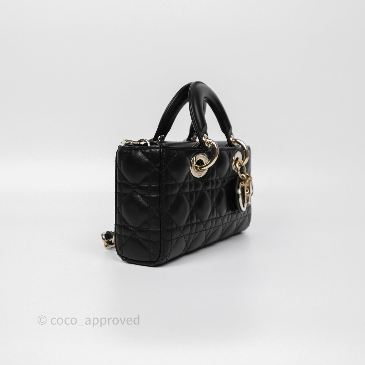 Dior Small Lady D-Joy Bag Black Lambskin Cannage Gold Hardware