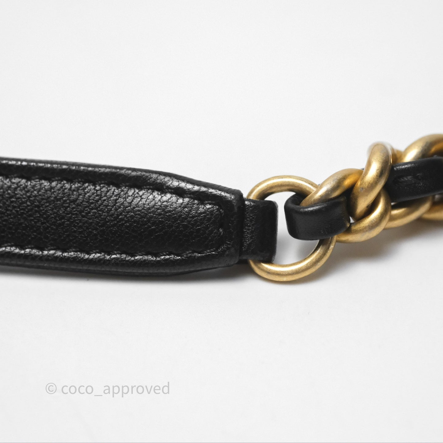 Chanel Logo Mini Square Flap Bag Black Lambskin Aged Gold Hardware 21B