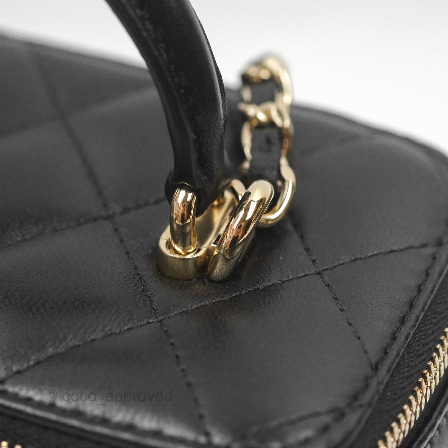 Chanel Vanity Rectangular Top Handle Black Lambskin Gold Hardware