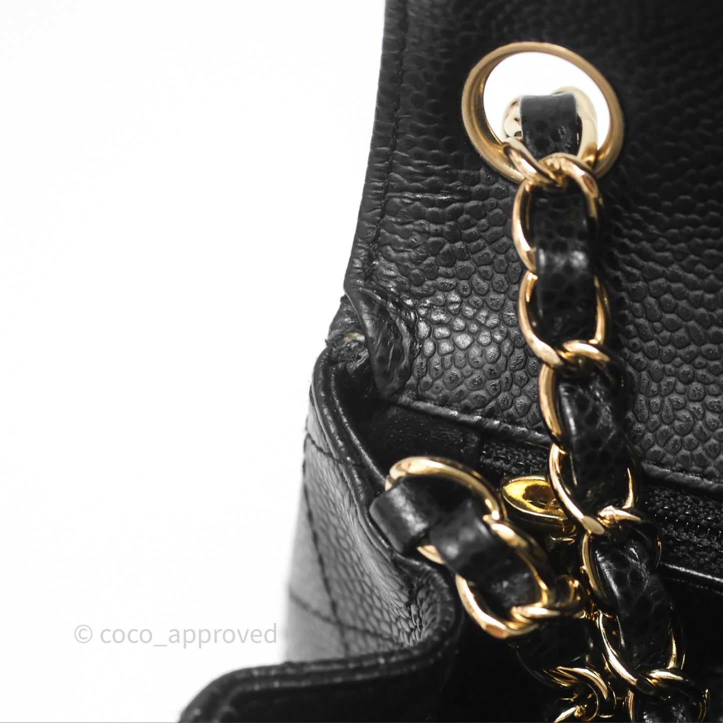 Chanel Vintage Mini Square Flap Quilted Black Caviar 24K Gold Hardware