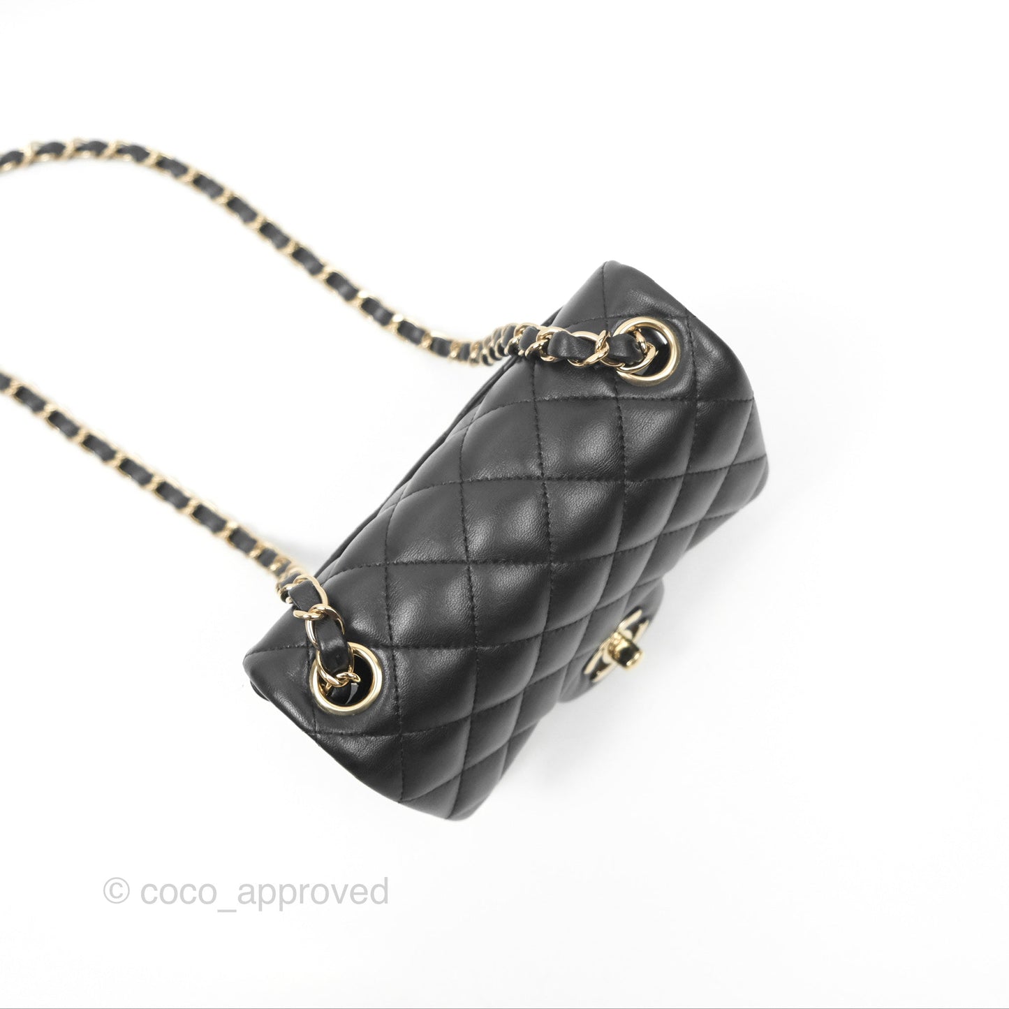 Chanel Mini Square Quilted Black Lambskin Gold Hardware