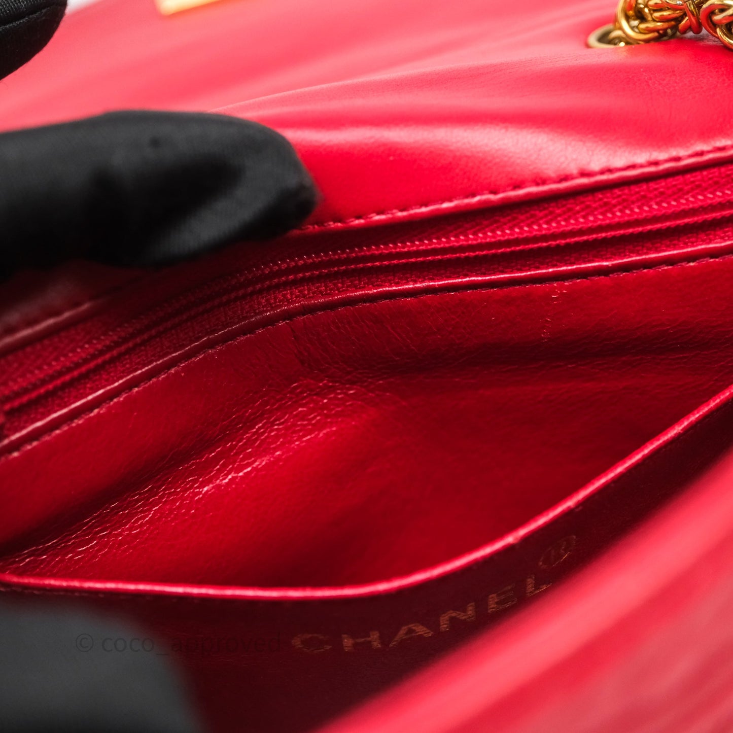 Chanel Vintage Quilted Flap Bag Red Lambskin Gold Hardware