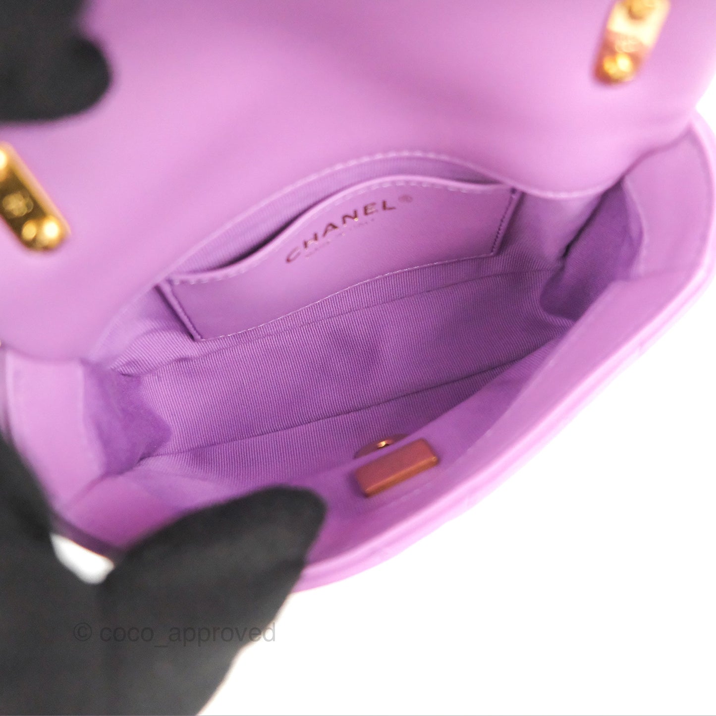 Chanel Quilted Mini CC Funky Town Flap Purple Lambskin Gold Hardware