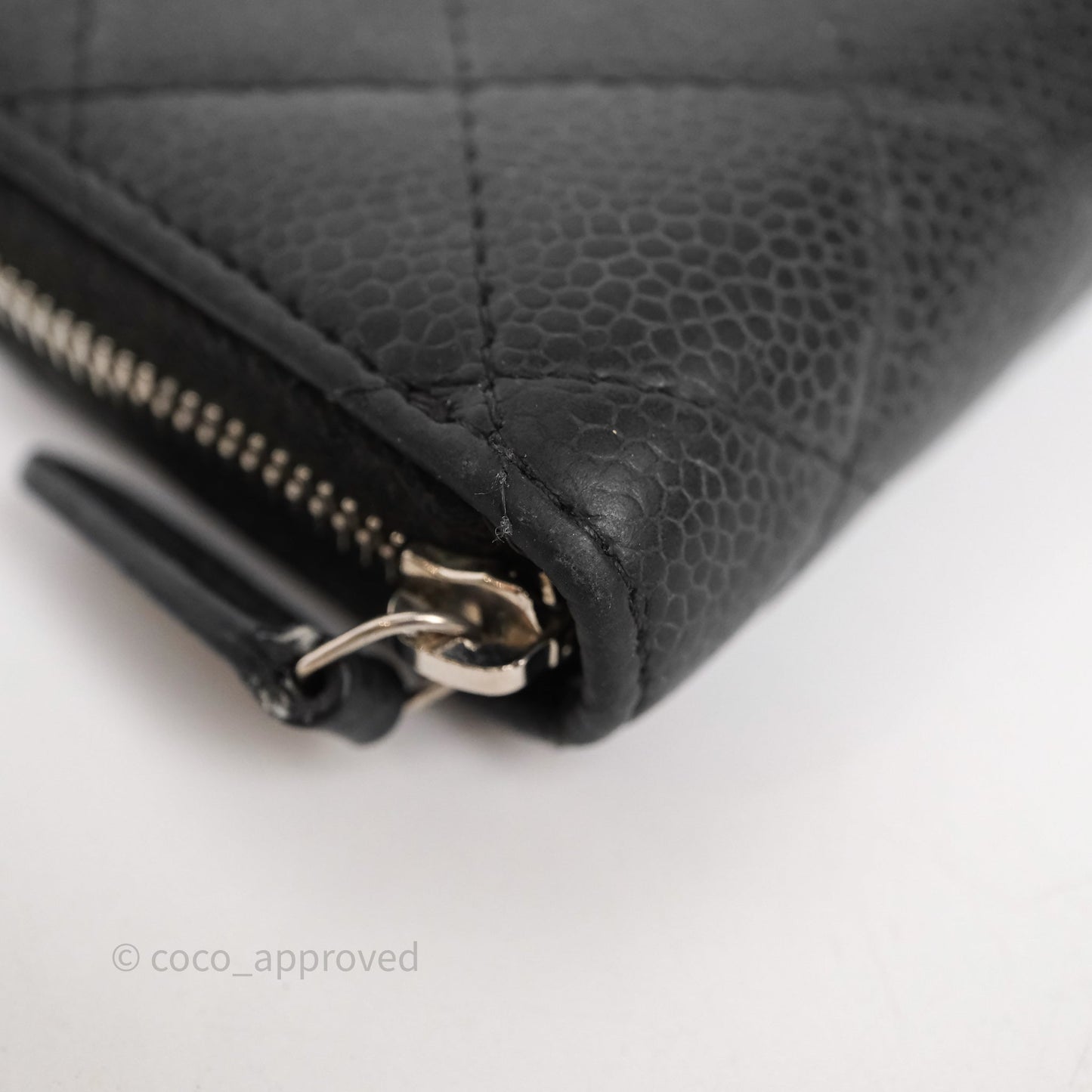 Chanel Classic Zipped Coin Purse Black Caviar Silver Hardware
