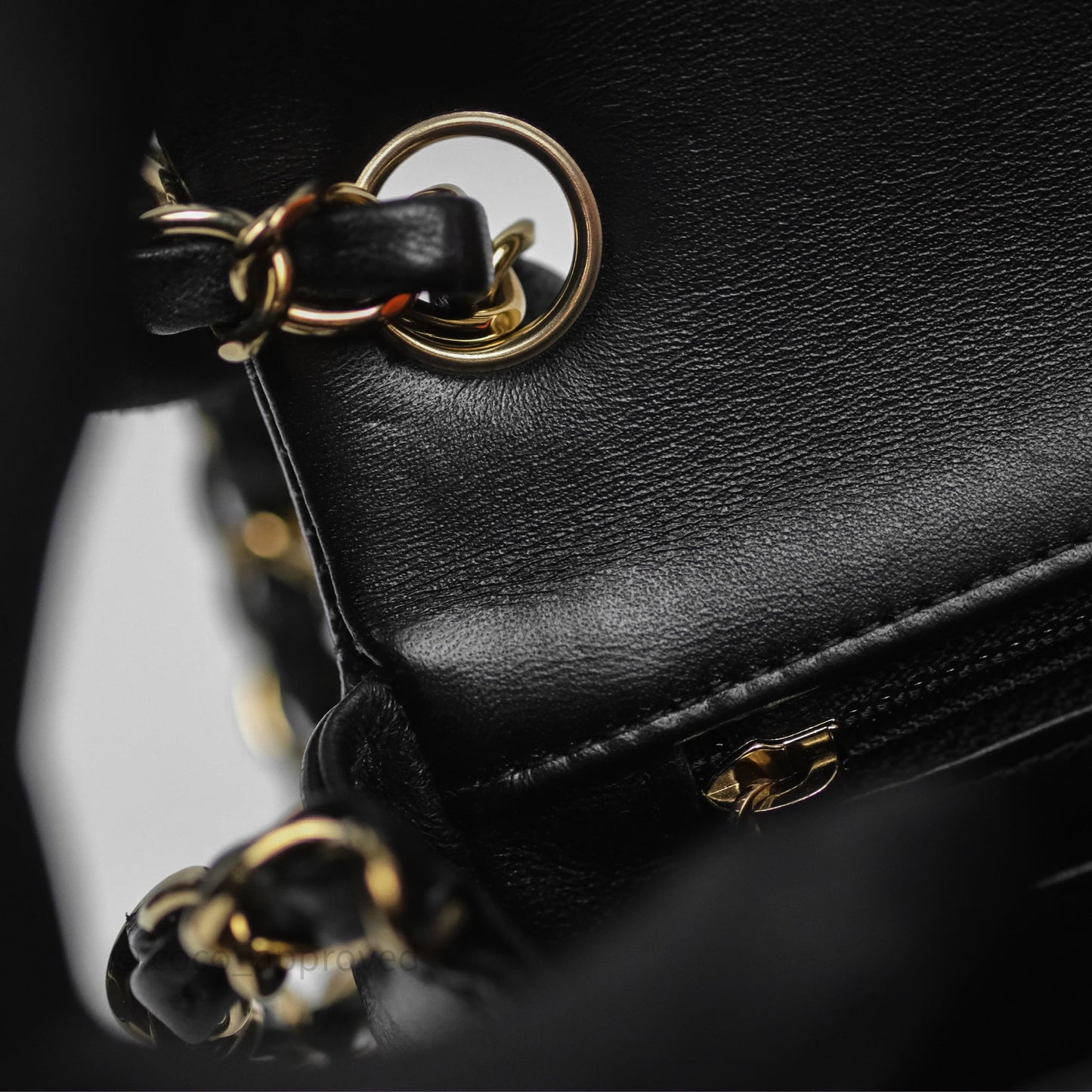Chanel Mini Square Flap Quilted Black Lambskin Gold Hardware