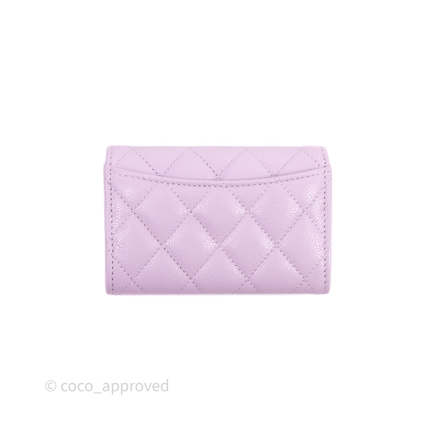 Chanel Quilted Flap Card Holder Purple Caviar Gold Hardware
