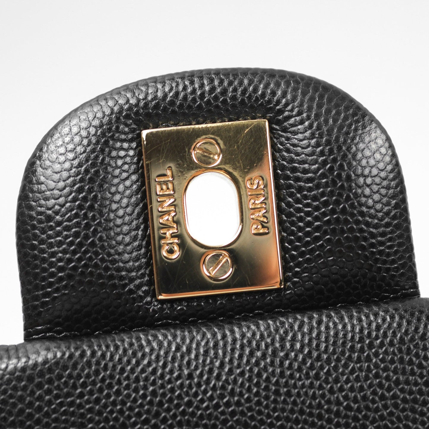 Chanel Quilted Mini Square Flap Black Caviar Gold Hardware