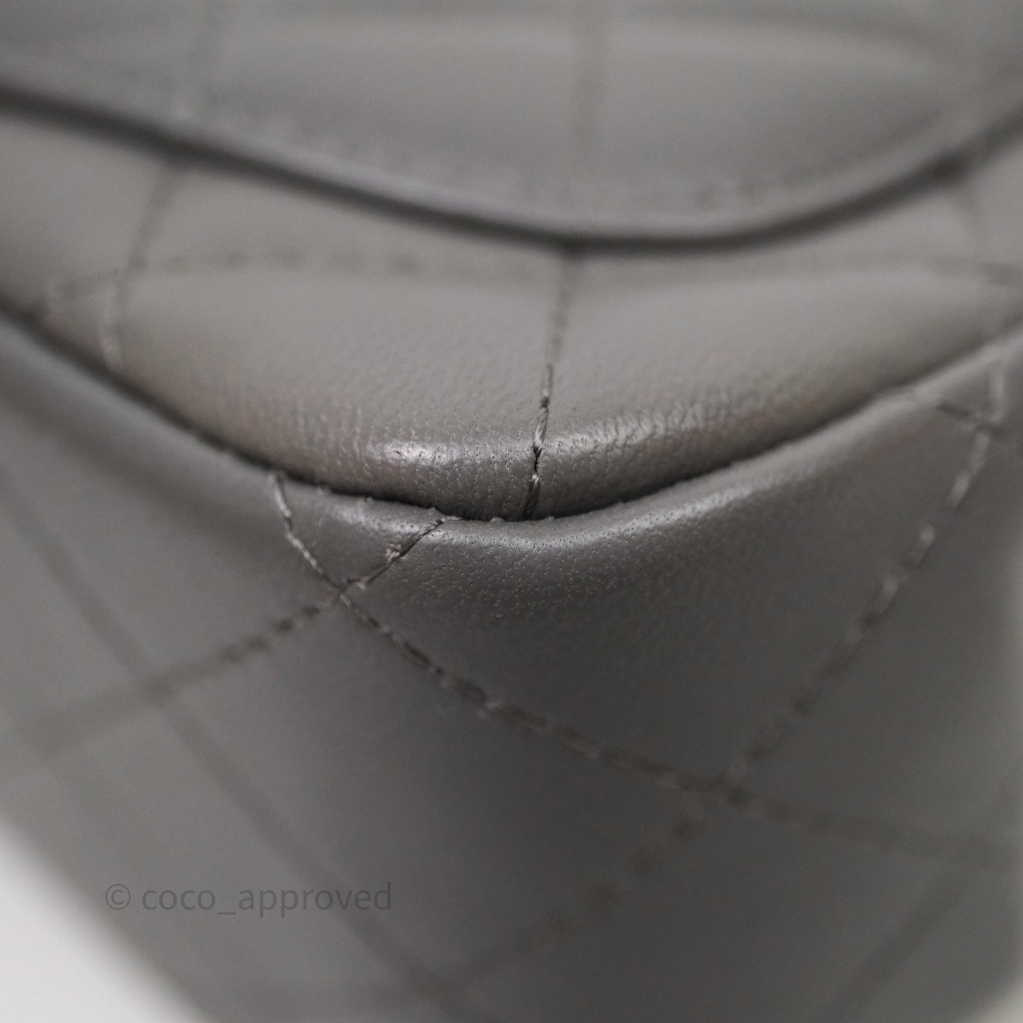 Chanel Mini Square Quilted Grey Lambskin Gold Hardware
