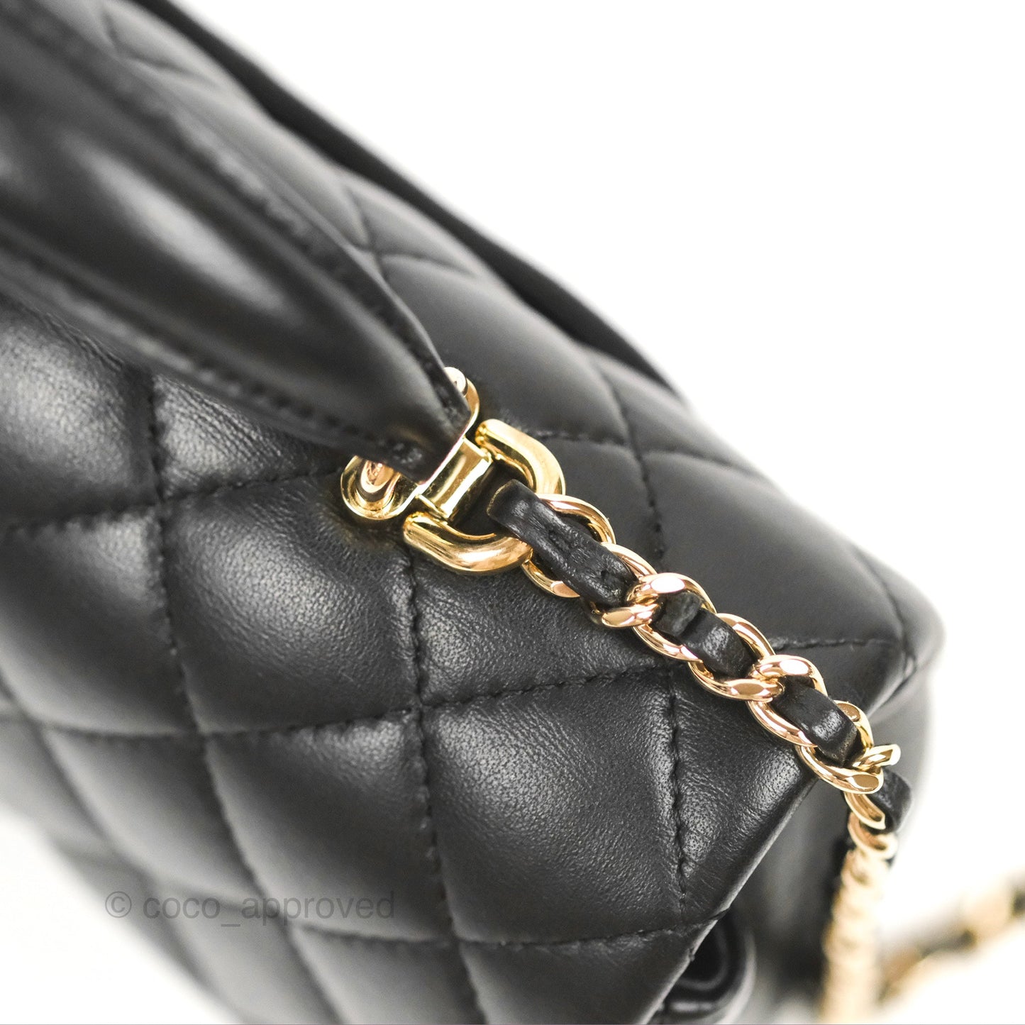 Chanel Top Handle Mini Rectangular Flap Bag Black Lambskin Gold Hardware