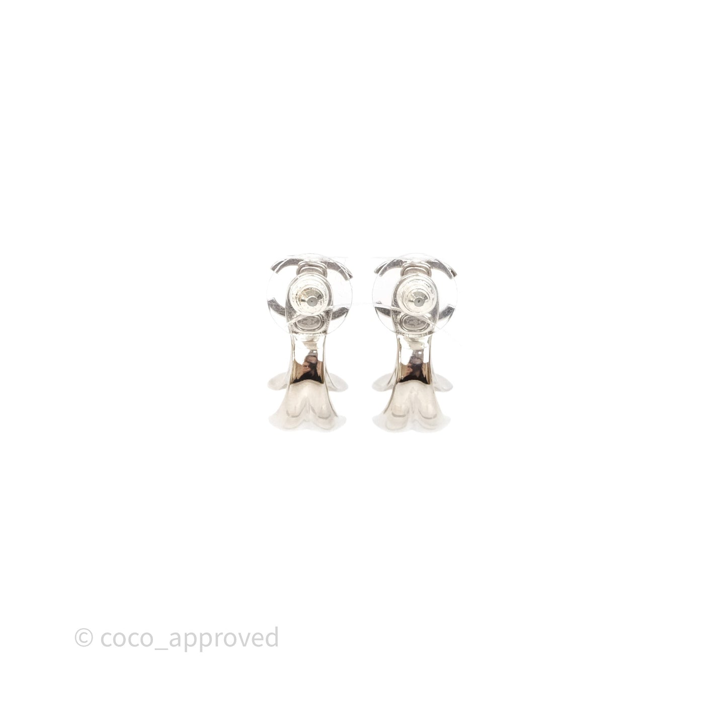 Chanel Double CC Earrings Silver Tone 26S