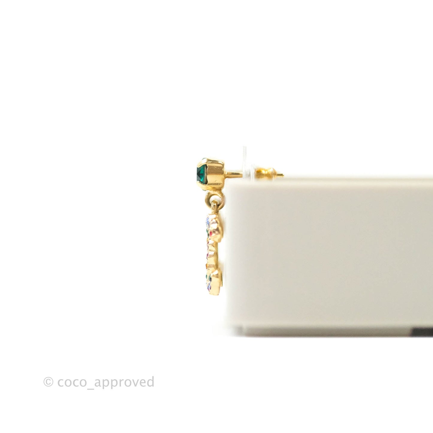 Chanel CC Crystal Drop Earrings Gold Tone 20K