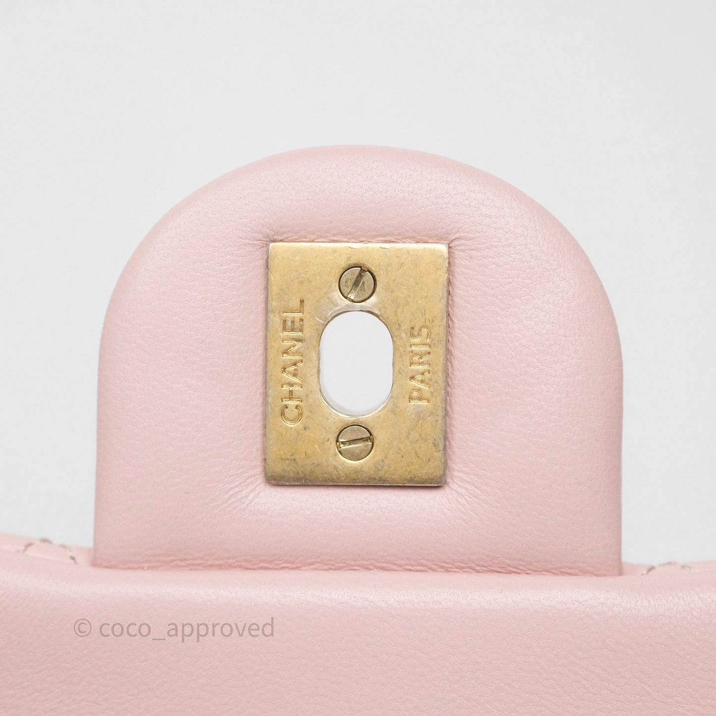 Chanel Quilted Mini Square Flap with Camellia Adjustable Chain Pink Clair Lambskin