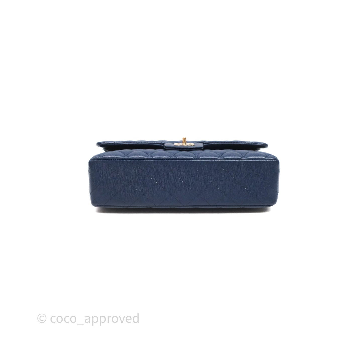Chanel Medium Classic Flap Quilted Dark Blue Caviar Gold Hardware